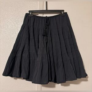 NWT Free People Large Black A-Line Tiered Flowy Skirt W/ Elastic Waist